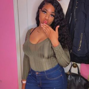 Olive long sleeve bodysuit